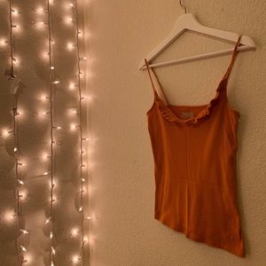 CHARLOTTE RUSSE Orange Medium Ruffled Tank Top